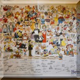 A08. Unframed cartoon poster with printed signatures. 26” x 34” - $40 